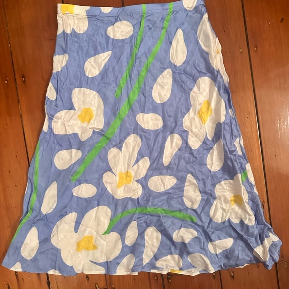 Gorman Skirt size 10 blue sunflower print satin midi luke John Matthew Arnold - Picture 3 of 6